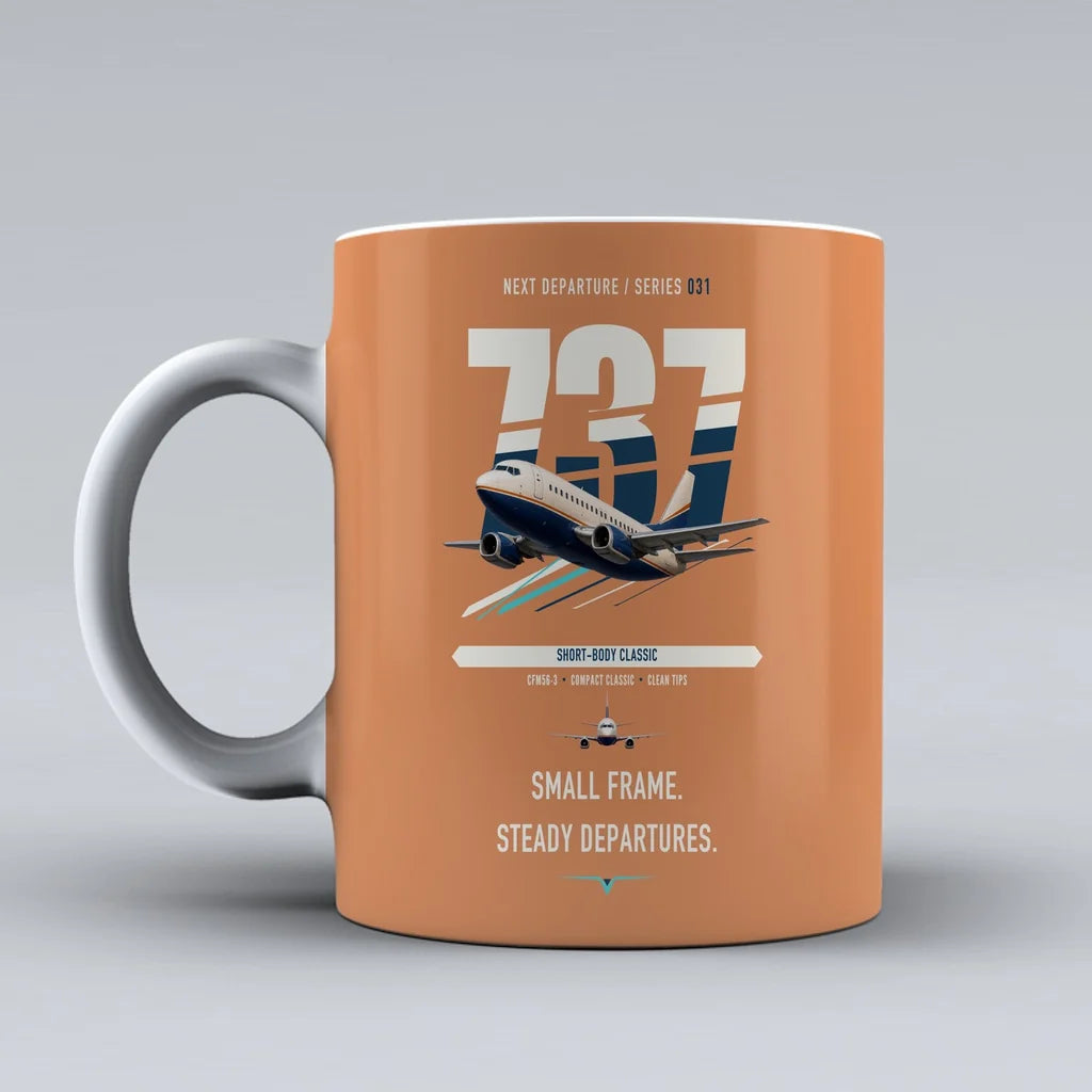 Boeing 737-500 Classic double-side print on orange ceramic mug