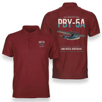 Thumbnail for PBY-5A Catalina design on red double-side polo t-shirt, double-side print