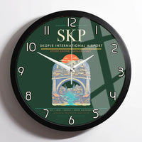 Thumbnail for Skopje International Airport SKP Wall-Clock Framed - Dark Green