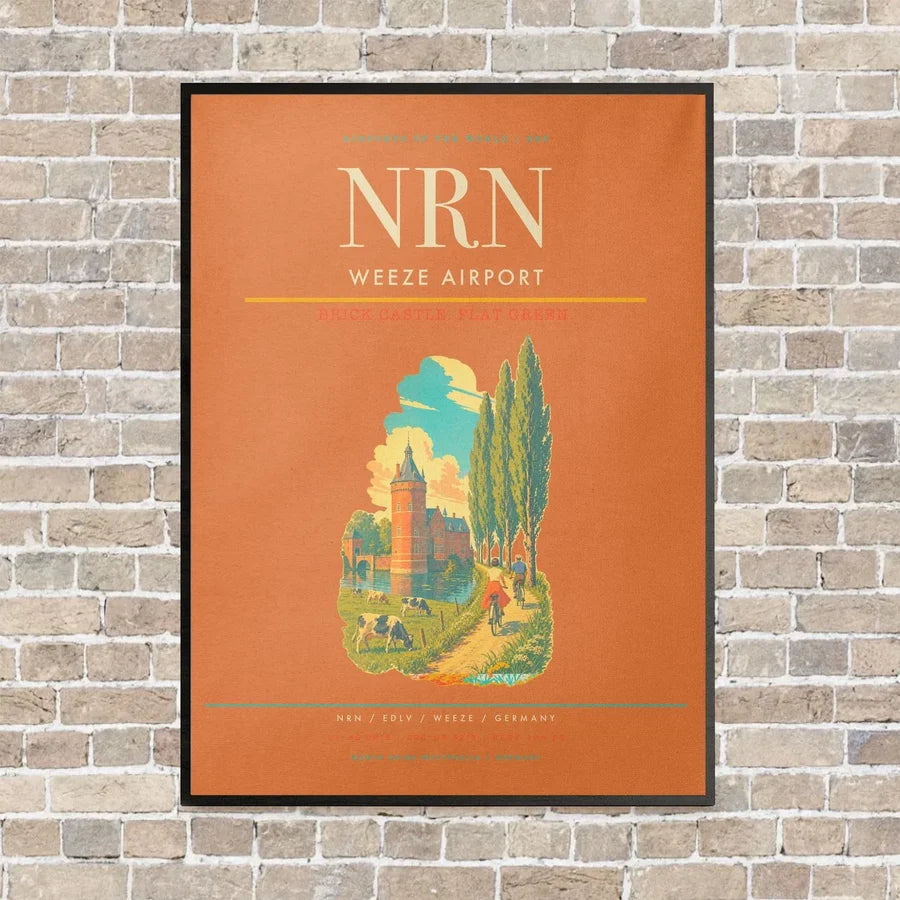 Weeze Airport NRN vertical canvas print - framed - orange background