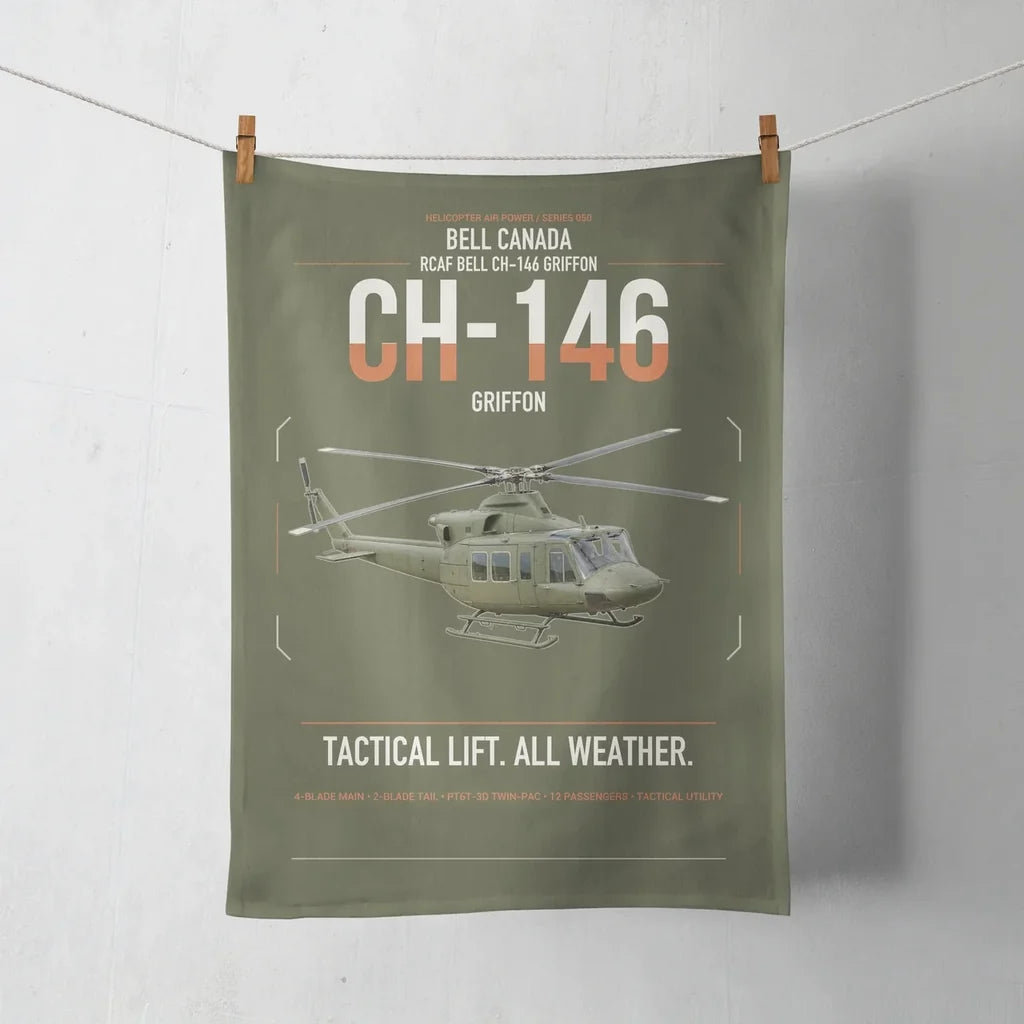 Bell Canada CH-146 Griffon design on green army towel