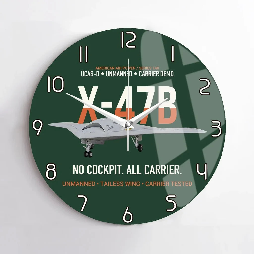 X-47B UCAS-D Carrier Wing Without a Cockpit design on dark green no frame wall clock