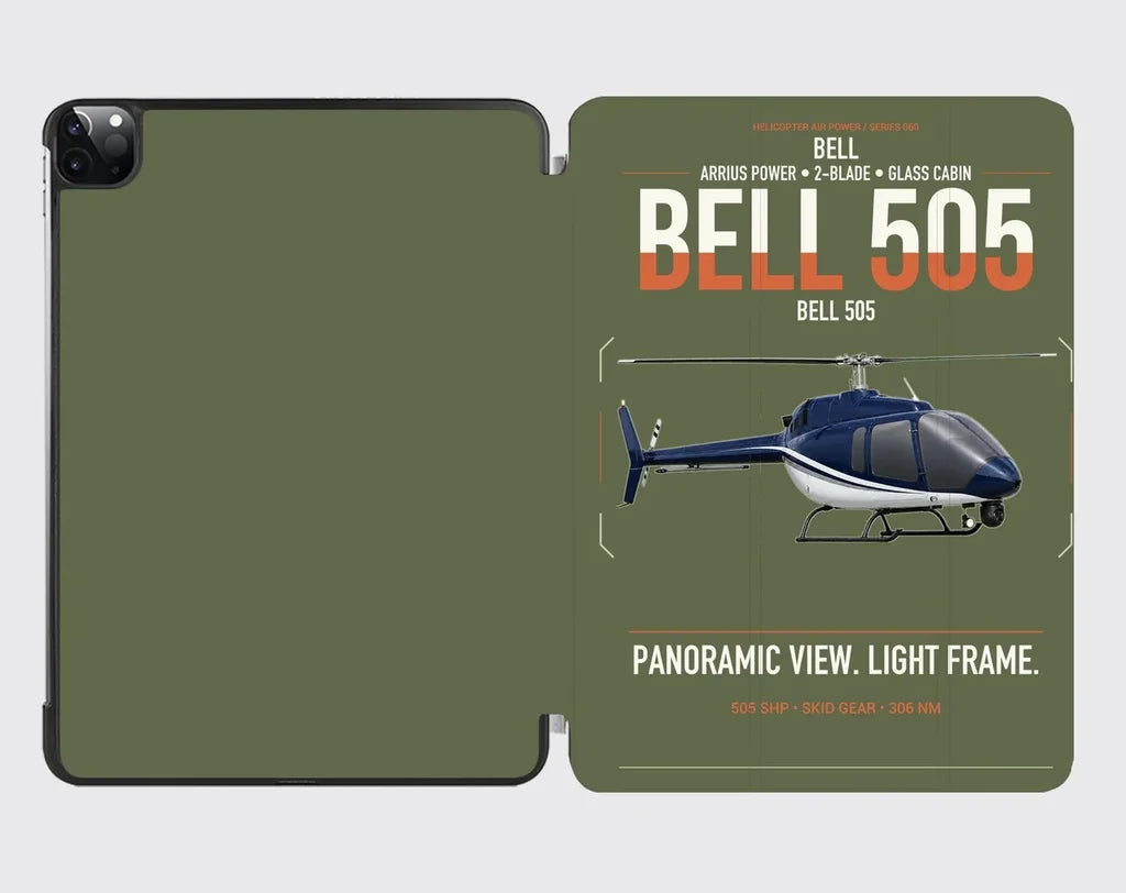 Bell 505 design on green army ipad tablet case