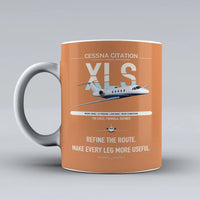 Thumbnail for Cessna Citation XLS design on orange ceramic mug, double-side print