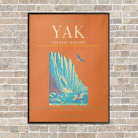 Thumbnail for Yakutat Airport YAK vertical canvas print - framed - orange background
