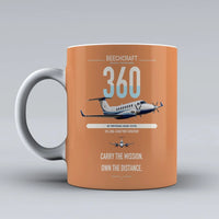 Thumbnail for Beechcraft King Air 360 design on orange ceramic mug, double-side print