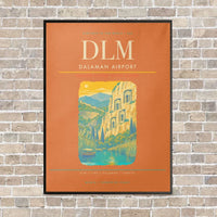 Thumbnail for Dalaman Airport DLM vertical canvas print - framed - orange background