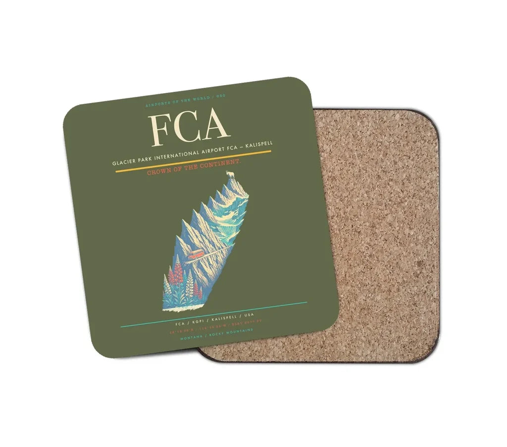 Glacier Park International Airport (FCA) design on green army 1 piece coaster