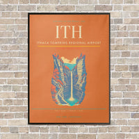 Thumbnail for Ithaca Tompkins Regional Airport ITH vertical canvas print - framed - orange background