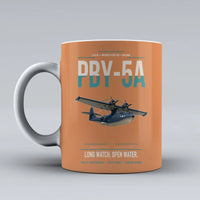 Thumbnail for PBY-5A Catalina design on orange ceramic mug, double-side print