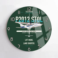 Thumbnail for Tecnam P2012 STOL design on dark green no frame wall clock