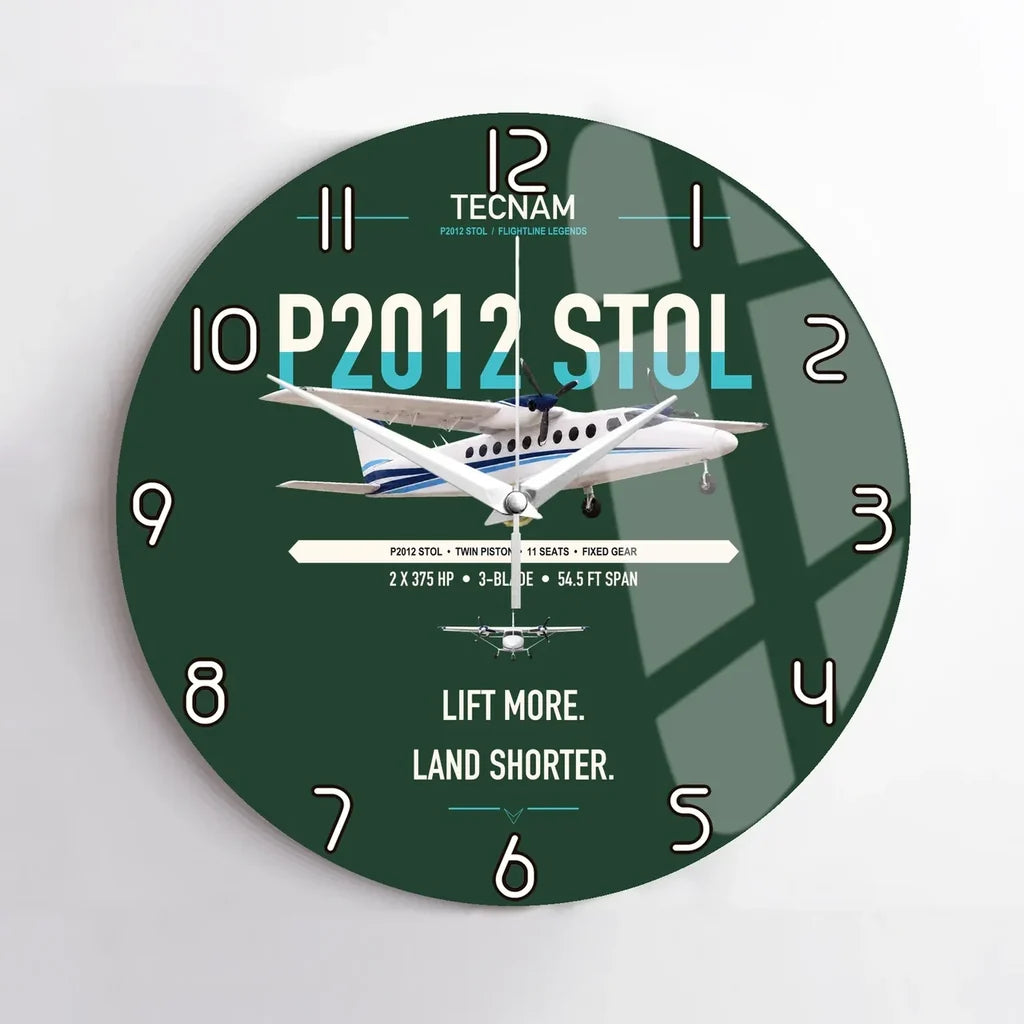 Tecnam P2012 STOL design on dark green no frame wall clock