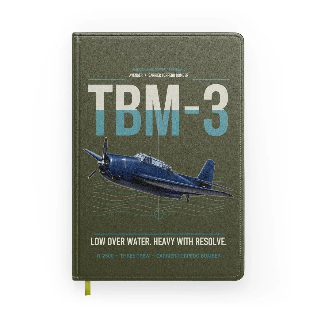 TBM-3 Avenger design on green army notebook