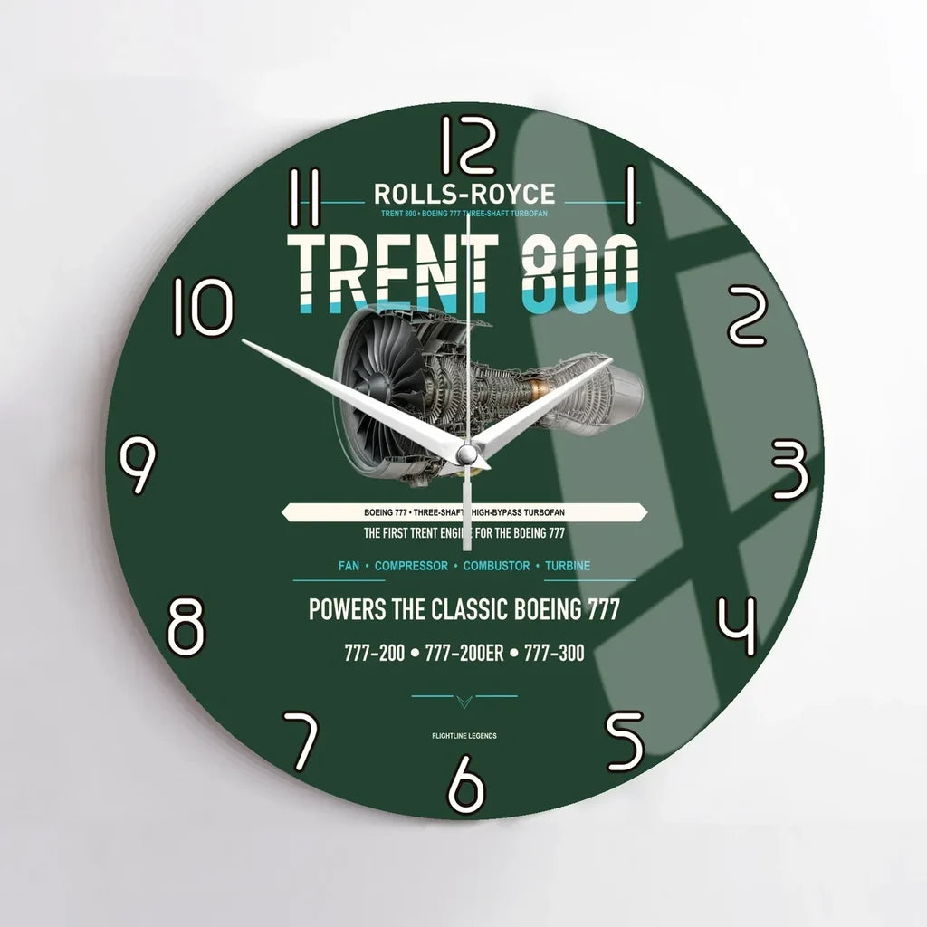 TRENT 800 design on dark green no frame wall clock