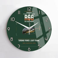 Thumbnail for Robinson R66 design on dark green no frame wall clock