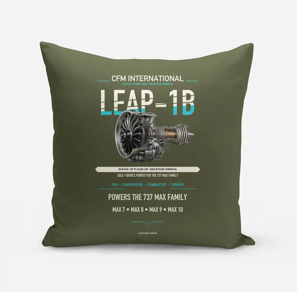 CFM LEAP-1B design on green army pillow