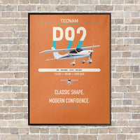 Thumbnail for Tecnam P92 Echo MkII vertical canvas print - framed - orange background