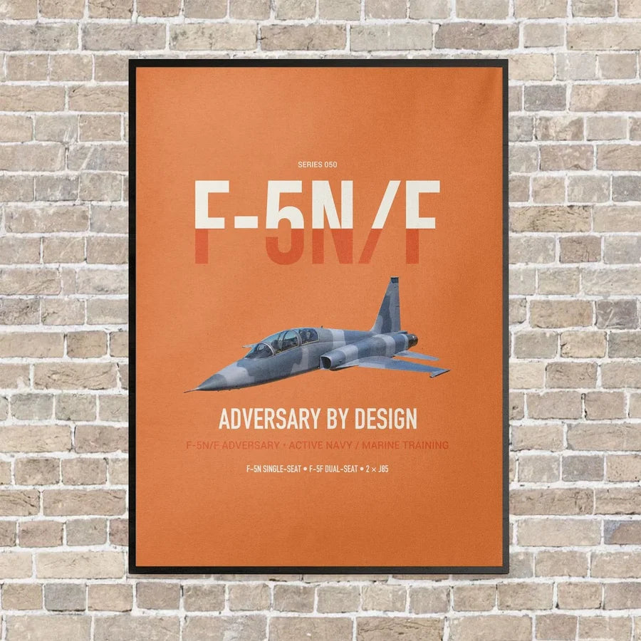 F-5N F Adversary vertical canvas print - framed - orange background
