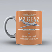 Thumbnail for Cessna Citation M2 Gen2 design on orange ceramic mug, double-side print