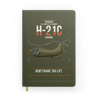 Thumbnail for Piasecki H-21C Shawnee design on green army notebook