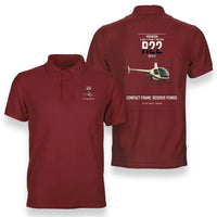 Thumbnail for Robinson R22 Beta II design on red double-side polo t-shirt, double-side print