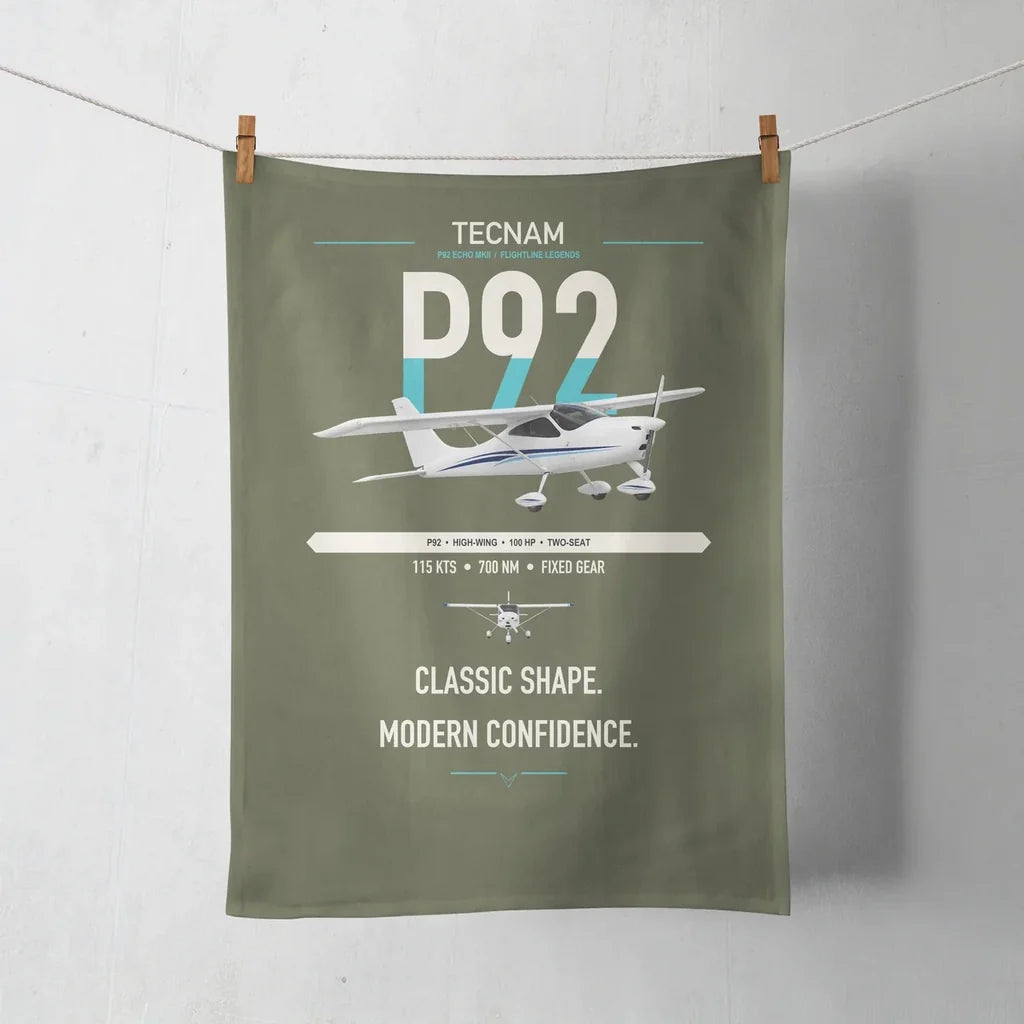 Tecnam P92 Echo MkII design on green army towel