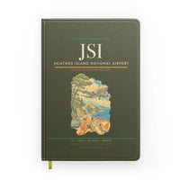 Thumbnail for Skiathos Island National Airport (JSI) design on green army notebook