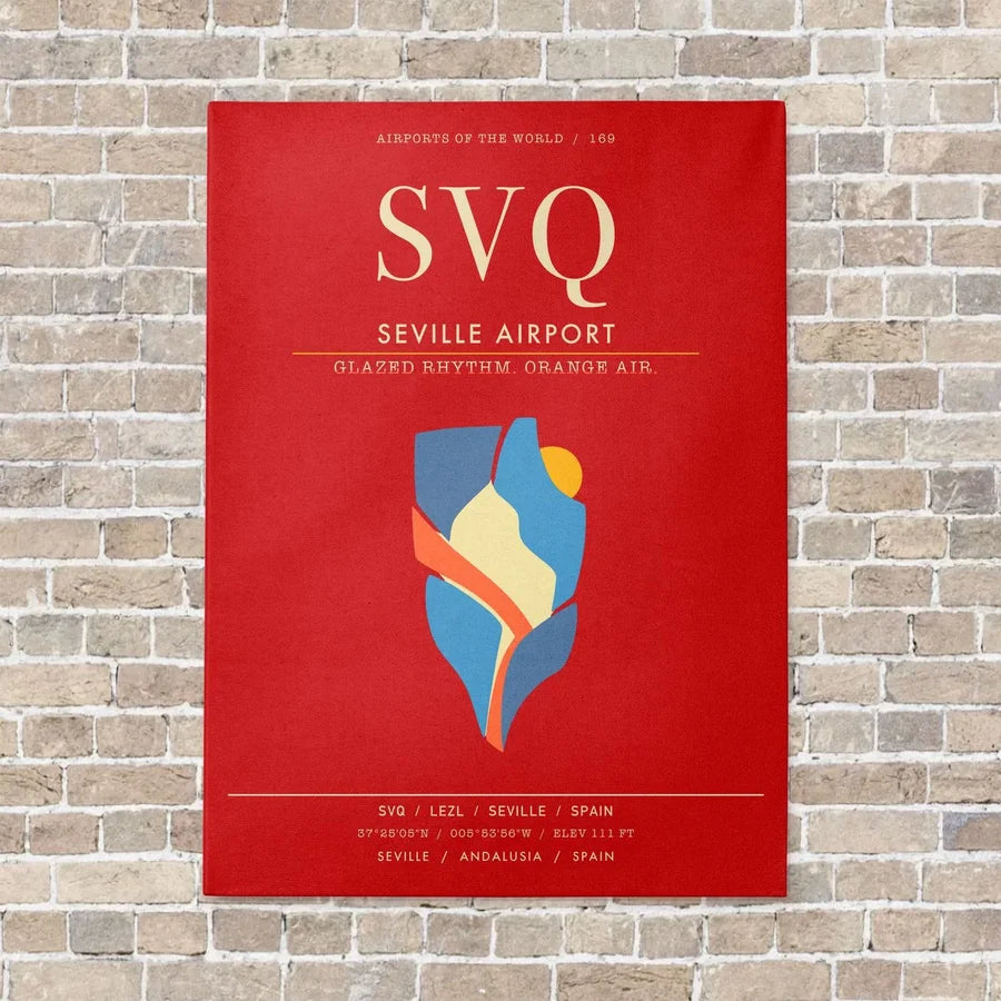 Seville Airport SVQ - Canvas Framed - Red