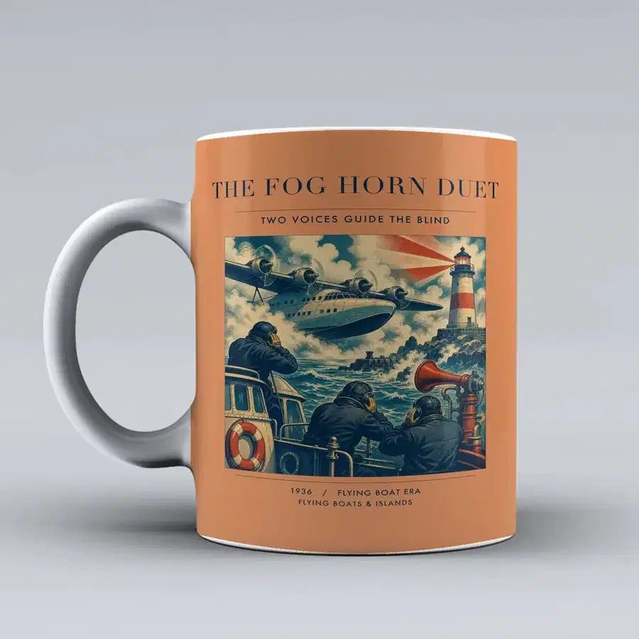 VINTAGE G4437 - The Fog Horn Duet - Ceramic Mug design on orange