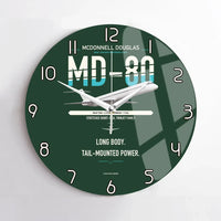 Thumbnail for McDonnell Douglas MD-80 design on dark green no frame wall clock