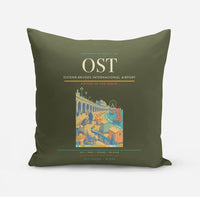 Thumbnail for Ostend-Bruges International Airport (OST) design on green army pillow