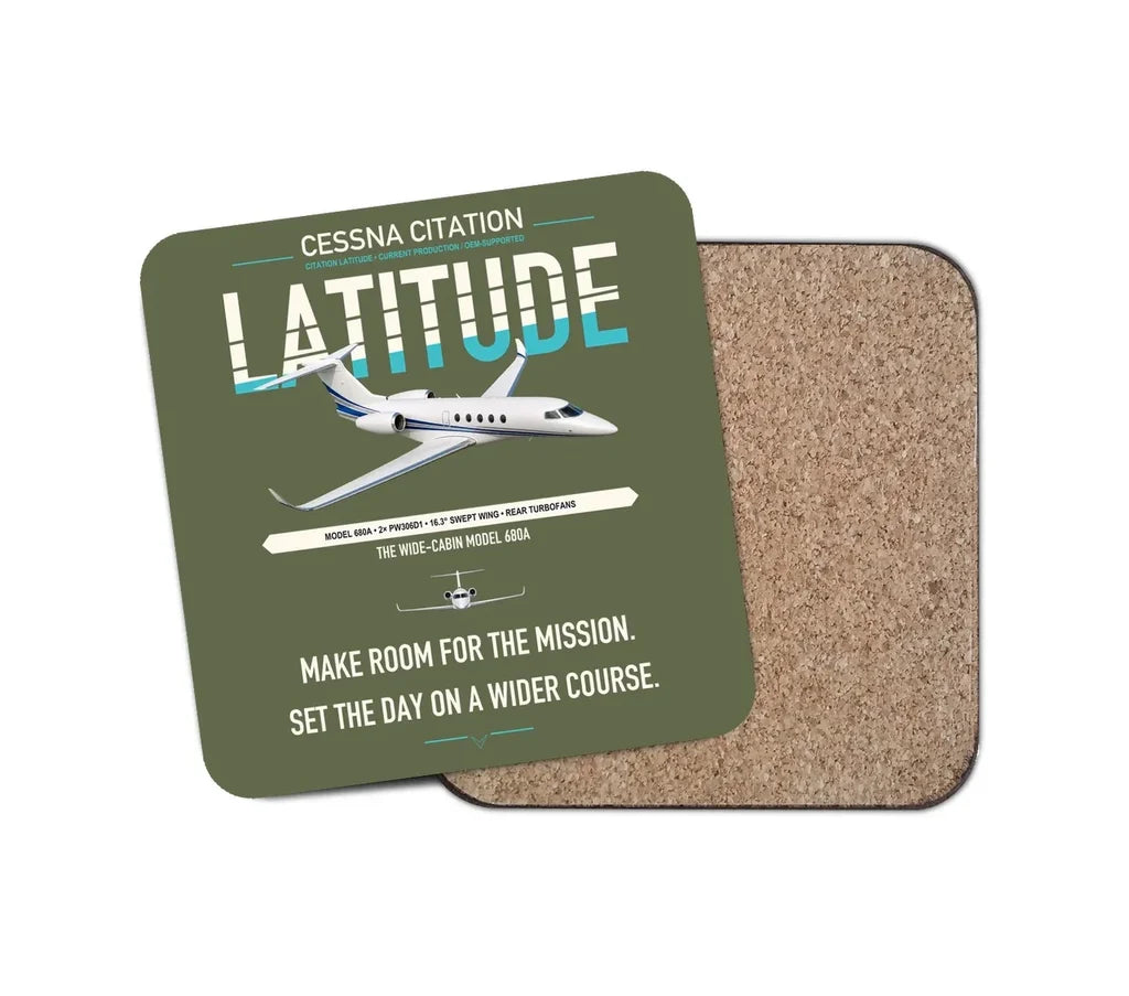 Cessna Citation Latitude design on green army 1 piece coaster