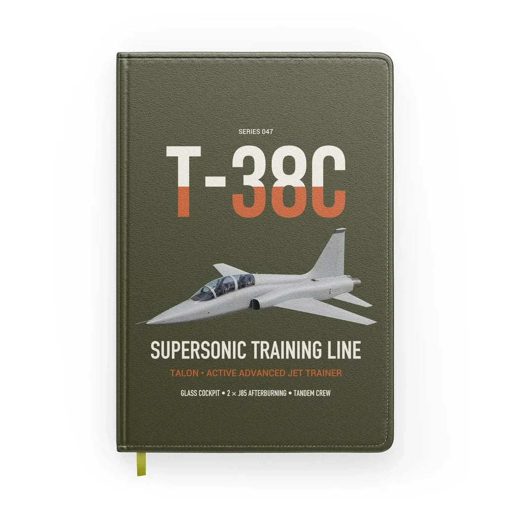 T-38C Talon design on green army notebook