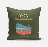 Thumbnail for Gander International Airport (YQX) design on green army pillow