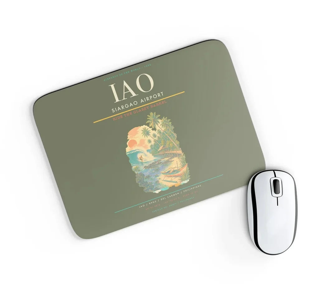 Siargao Airport (IAO) design on green army rectangle mouse pad