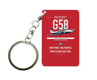 Thumbnail for Beechcraft Baron G58 design on red designed key chain, double-side print