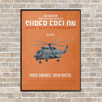 Thumbnail for Sud Aviation SA 321G Super Frelon vertical canvas print - framed - orange background