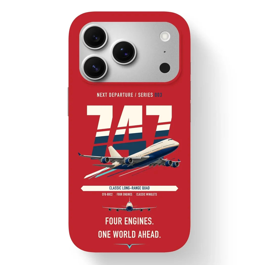 Boeing 747-400 design on red magsafe iphone case