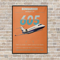 Thumbnail for Bombardier Challenger 605 vertical canvas print - framed - orange background