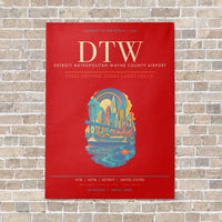 Thumbnail for Detroit Metropolitan Wayne County Airport DTW - Canvas Framed - Red