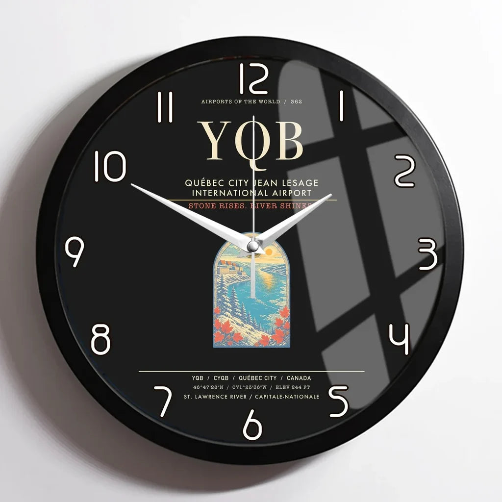 Quebec City Jean Lesage International Airport YQB Wall-Clock Framed - Black