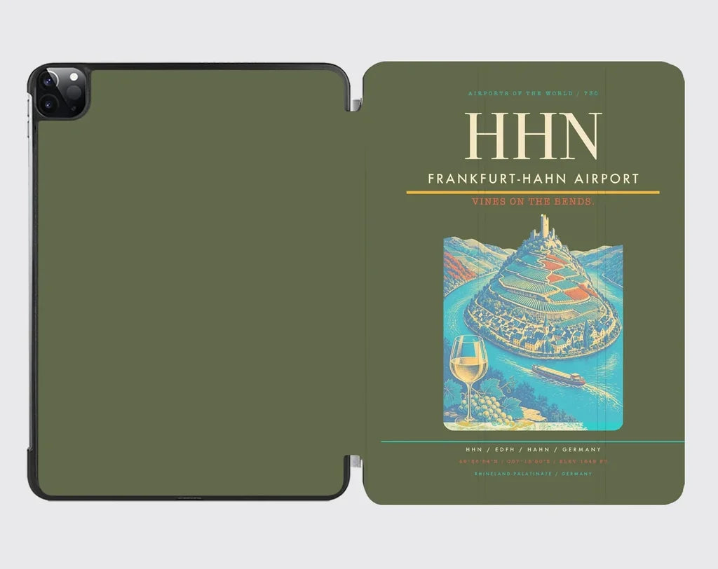 Frankfurt-Hahn Airport (HHN) design on green army ipad tablet case