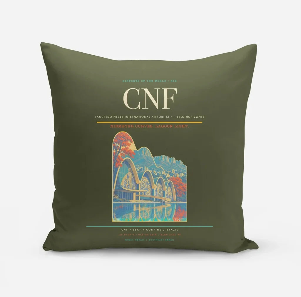 Tancredo Neves International Airport (CNF) design on green army pillow