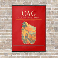 Thumbnail for Cagliari Elmas Airport CAG - Canvas Framed - Red