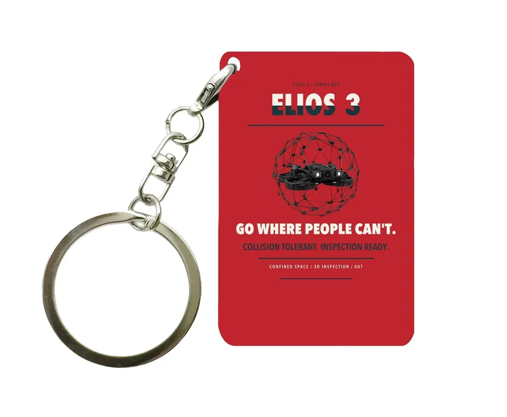 Flyability Elios 3 Key Chain design on red key chain