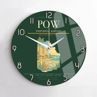 Thumbnail for Portorož Airport (POW) design on dark green no frame wall clock