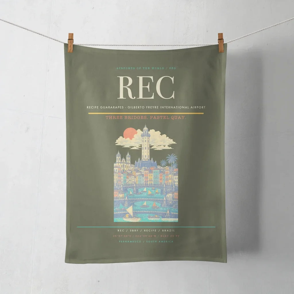 Recife Guararapes (REC) design on green army towel