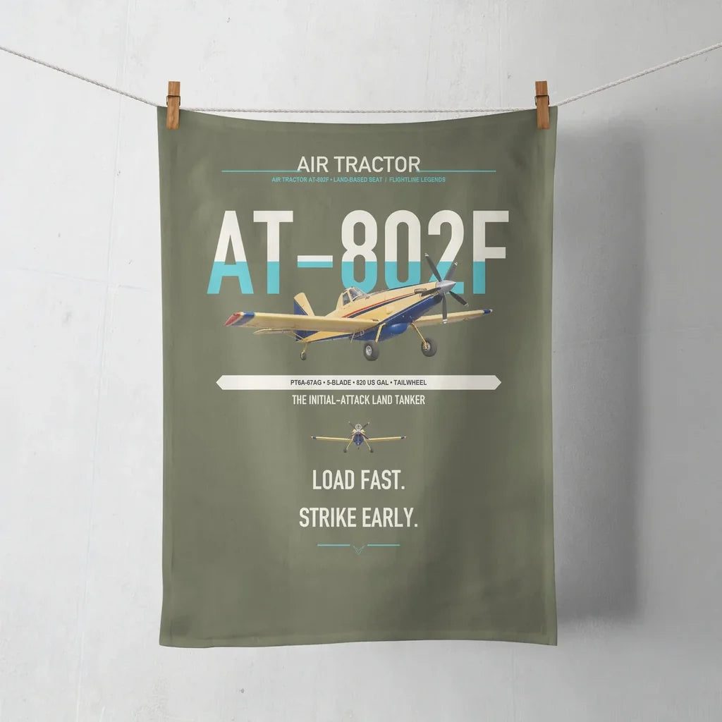 Air Tractor AT-802F design on green army towel