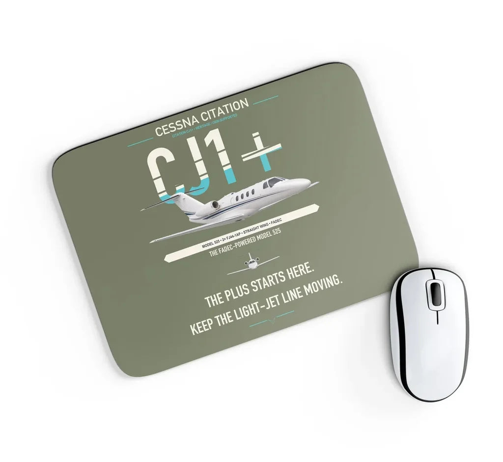 Cessna Citation CJ1+ design on green army rectangle mouse pad