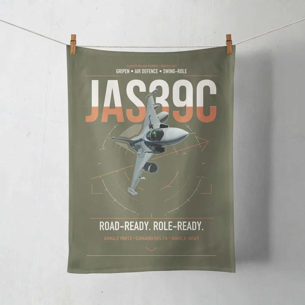 Saab JAS 39C Gripen design on green army towel